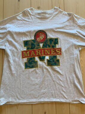 Vintage 90s USMC United States Marines Corps Camo Army Military T-Shirt XXL